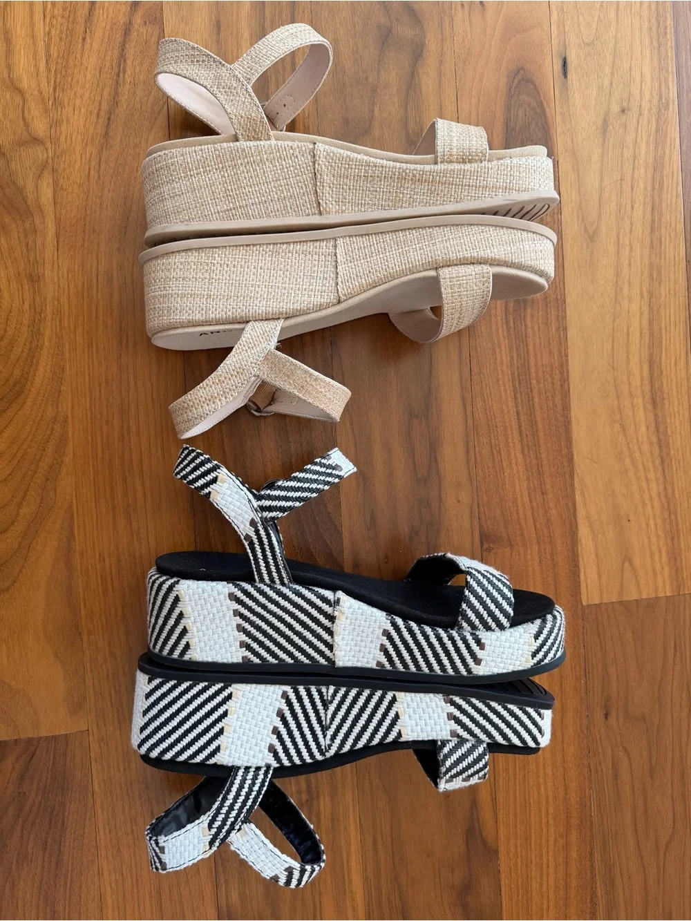 LOT (2) NWOT Anne Klein Vada Platform Sandals Bundle Raffia Woven Neutral Sz 7.5